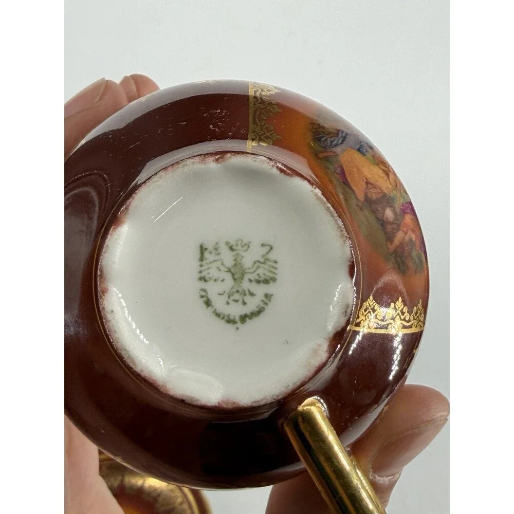 Antique MZ Moritz Zdekauer Tea Cup & Saucer Hand Painted 